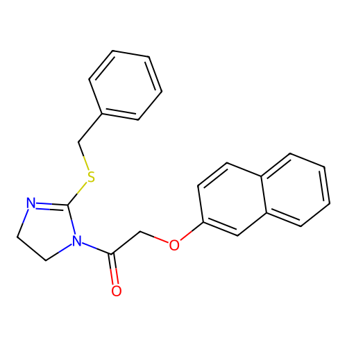 1-(2-(benzylthio)-4,5-dihydro-1H-imidazol-1-yl)-2-(naphthalen-2-yloxy)ethanone structure
