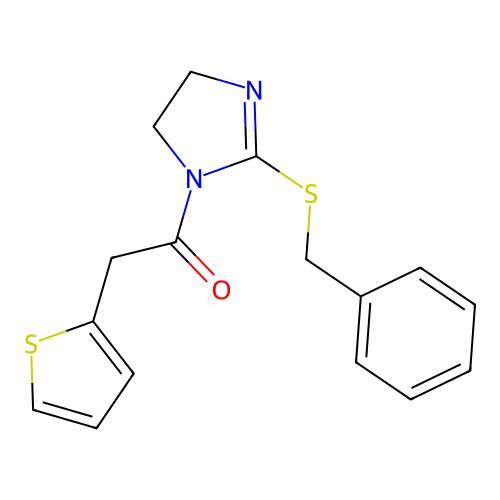1-(2-Benzylsulfanyl-4,5-dihydroimidazol-1-yl)-2-thiophen-2-ylethanone structure