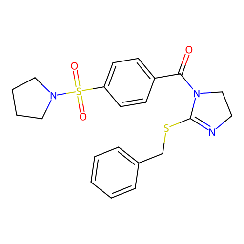 (2-benzylsulfanyl-4,5-dihydroimidazol-1-yl)-(4-pyrrolidin-1-ylsulfonylphenyl)methanone structure