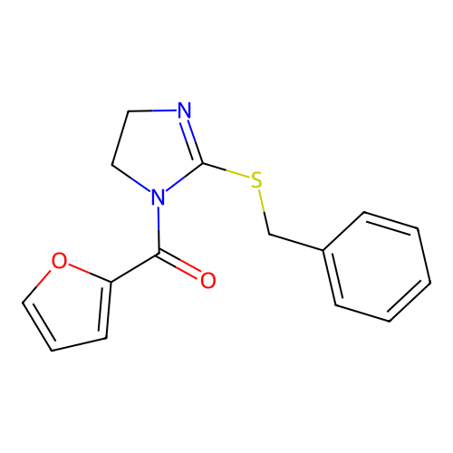 (2-(benzylthio)-4,5-dihydro-1H-imidazol-1-yl)(furan-2-yl)methanone structure