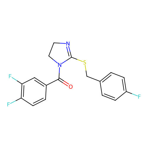 (3,4-difluorophenyl)(2-((4-fluorobenzyl)thio)-4,5-dihydro-1H-imidazol-1-yl)methanone structure