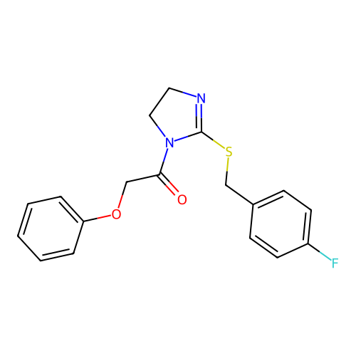 1-(2-{[(4-fluorophenyl)methyl]sulfanyl}-4,5-dihydro-1H-imidazol-1-yl)-2-phenoxyethan-1-one structure