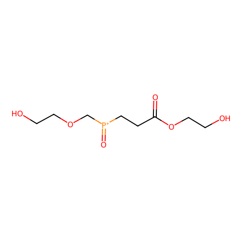 2-Hydroxyethoxymethyl-[3-(2-hydroxyethoxy)-3-oxopropyl]-oxophosphanium structure