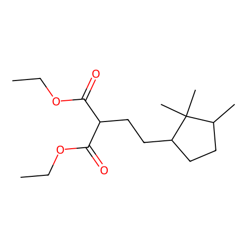 Diethyl (2-(2,2,3-trimethylcyclopentyl)ethyl)malonate structure