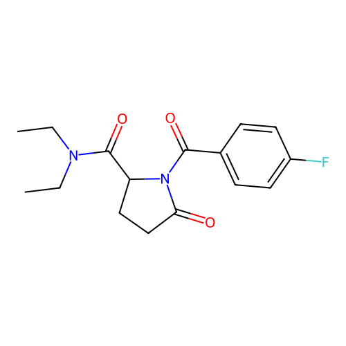 (1)-N,N-Diethyl-1-(4-fluorobenzoyl)-5-oxopyrrolidine-2-carboxamide structure