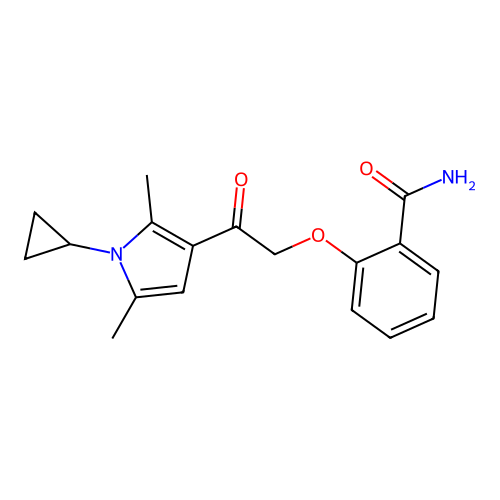 2-[2-(1-Cyclopropyl-2,5-dimethylpyrrol-3-yl)-2-oxoethoxy]benzamide structure