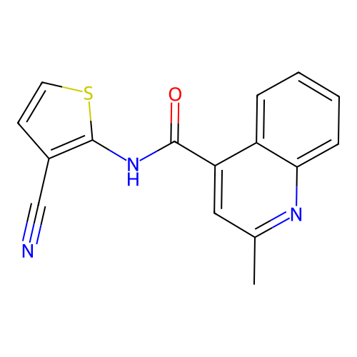 N-(3-cyanothiophen-2-yl)-2-methylquinoline-4-carboxamide structure