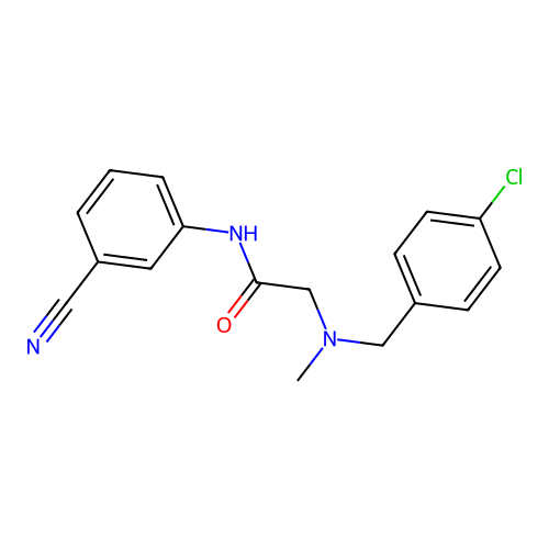2-[(4-chlorophenyl)methyl-methylamino]-N-(3-cyanophenyl)acetamide structure