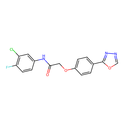 N-(3-chloro-4-fluorophenyl)-2-[4-(1,3,4-oxadiazol-2-yl)phenoxy]acetamide structure