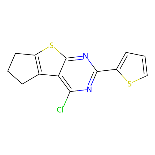 12-Chloro-10-(thiophen-2-yl)-7-thia-9,11-diazatricyclo[6.4.0.0,2,6]dodeca-1(12),2(6),8,10-tetraene structure