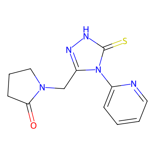 1-{[4-(pyridin-2-yl)-5-sulfanyl-4H-1,2,4-triazol-3-yl]methyl}pyrrolidin-2-one structure