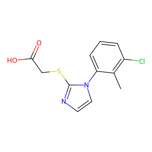 2-{[1-(3-chloro-2-methylphenyl)-1H-imidazol-2-yl]sulfanyl}acetic acid structure