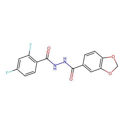N'-(2,4-difluorobenzoyl)-1,3-benzodioxole-5-carbohydrazide structure