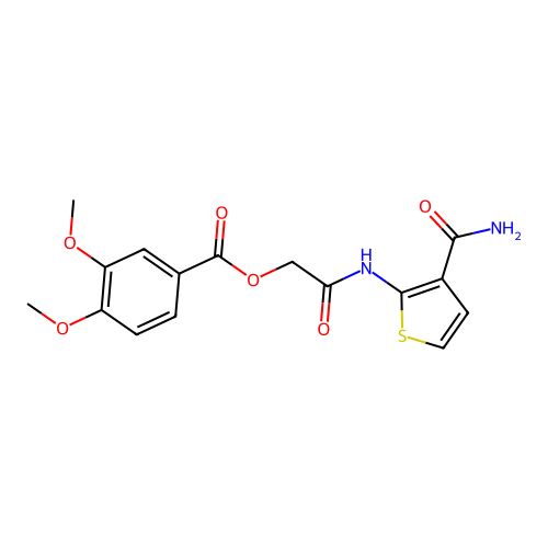 [2-[(3-Carbamoylthiophen-2-yl)amino]-2-oxoethyl] 3,4-dimethoxybenzoate structure
