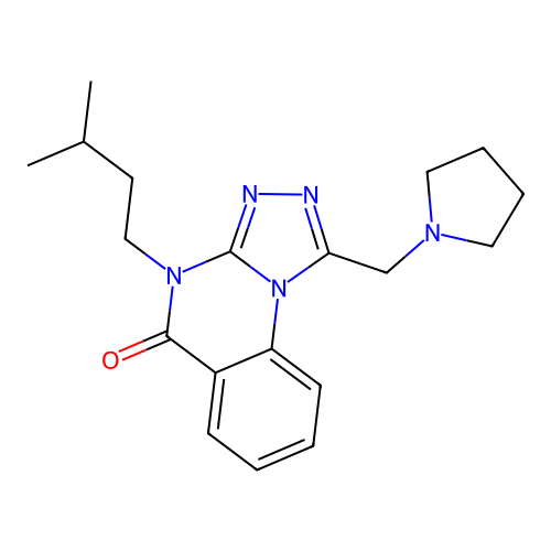 4-(3-methylbutyl)-1-(pyrrolidin-1-ylmethyl)-[1,2,4]triazolo[4,3-a]quinazolin-5-one structure