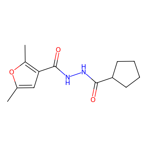 N'-(cyclopentanecarbonyl)-2,5-dimethylfuran-3-carbohydrazide structure