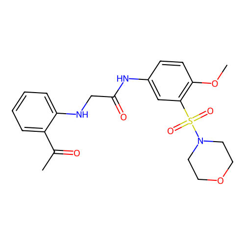2-(2-acetylanilino)-N-(4-methoxy-3-morpholin-4-ylsulfonylphenyl)acetamide structure