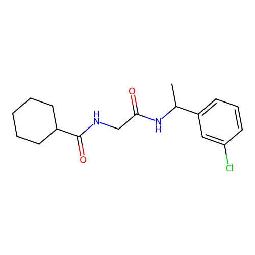 N-[2-[1-(3-chlorophenyl)ethylamino]-2-oxoethyl]cyclohexanecarboxamide structure