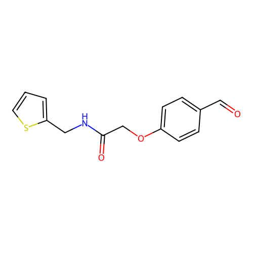 2-(4-formylphenoxy)-N-(thiophen-2-ylmethyl)acetamide structure