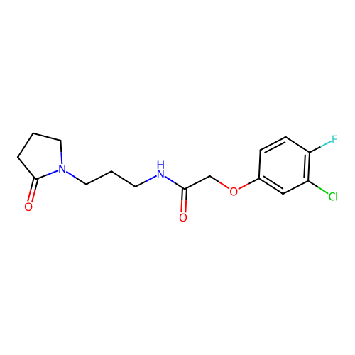 2-(3-chloro-4-fluorophenoxy)-N-[3-(2-oxopyrrolidin-1-yl)propyl]acetamide structure