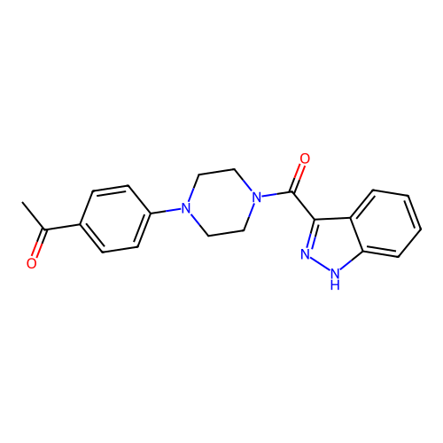 1-[4-[4-(1H-indazole-3-carbonyl)piperazin-1-yl]phenyl]ethanone structure