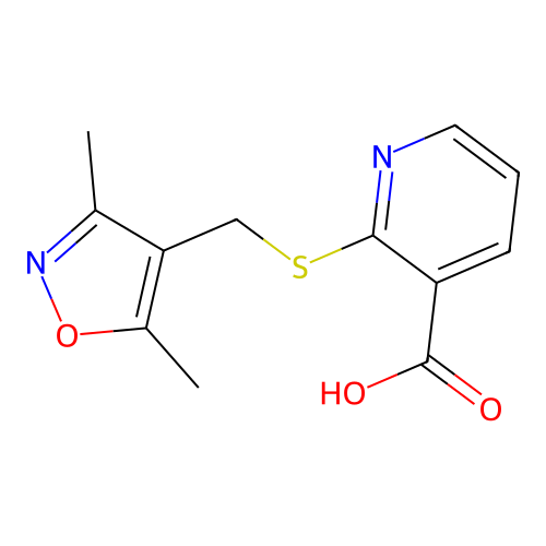2-{[(Dimethyl-1,2-oxazol-4-yl)methyl]sulfanyl}pyridine-3-carboxylic acid structure