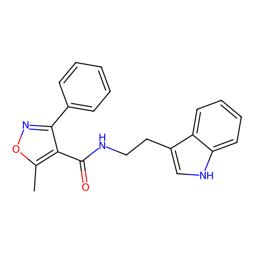 N-[2-(1H-indol-3-yl)ethyl]-5-methyl-3-phenyl-1,2-oxazole-4-carboxamide structure