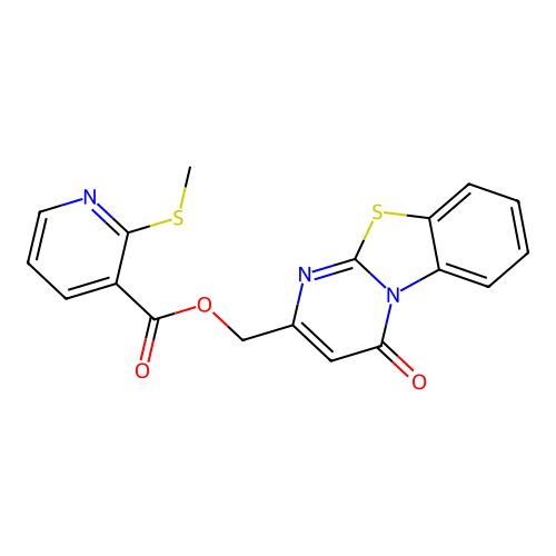 (4-oxopyrimido[2,1-b][1,3]benzothiazol-2-yl)methyl 2-methylsulfanylpyridine-3-carboxylate structure