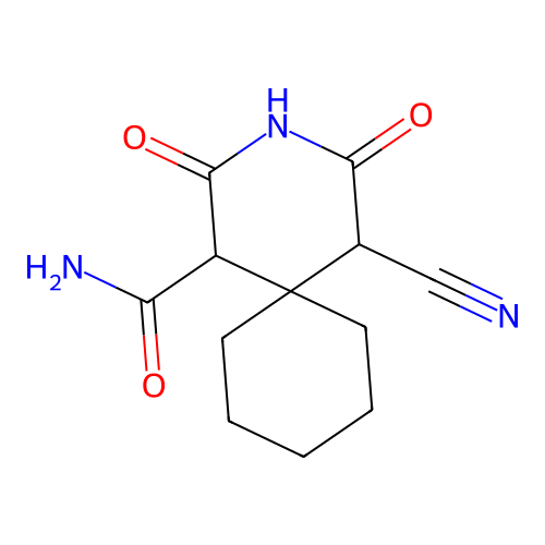 5-Cyano-2,4-dioxo-3-aza-spiro[5.5]undecane-1-carboxylic acid amide structure
