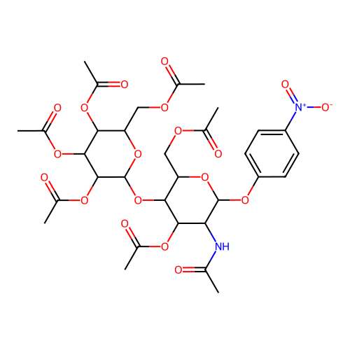 4-Nitrophenyl 2-acetamido-3,6-di-O-acetyl-4-O-(2,3,4,6-tetra-O-acetyl-b-D-galactopyranosyl)-2-deoxy-b-D-glucopyranoside structure