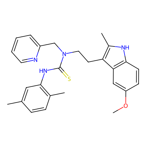 3-(2,5-dimethylphenyl)-1-[2-(5-methoxy-2-methyl-1H-indol-3-yl)ethyl]-1-[(pyridin-2-yl)methyl]thiourea structure