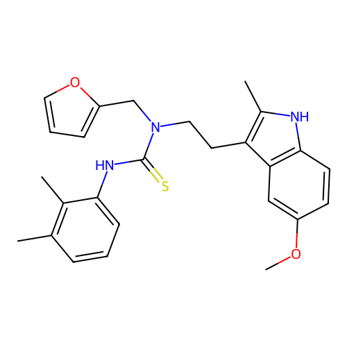 1-(2,3-dimethylphenyl)-3-[(furan-2-yl)methyl]-3-[2-(5-methoxy-2-methyl-1H-indol-3-yl)ethyl]thiourea structure