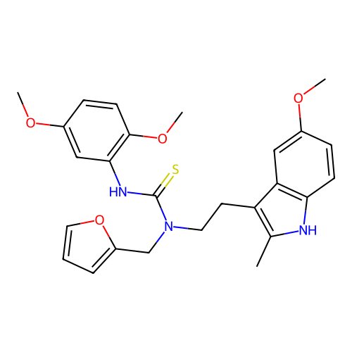 1-(2,5-dimethoxyphenyl)-3-[(furan-2-yl)methyl]-3-[2-(5-methoxy-2-methyl-1H-indol-3-yl)ethyl]thiourea structure