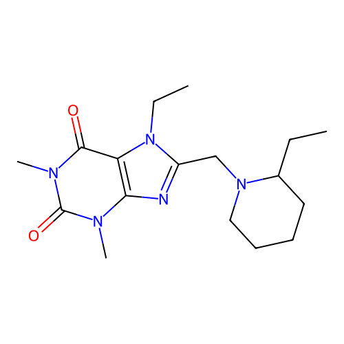7-Ethyl-8-[(2-ethylpiperidin-1-yl)methyl]-1,3-dimethylpurine-2,6-dione structure