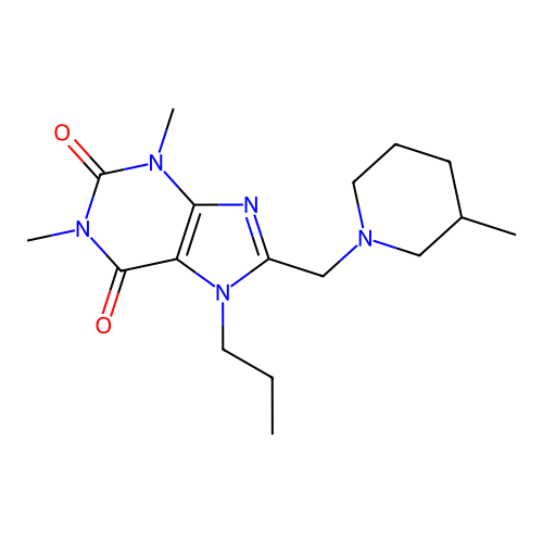 1,3-Dimethyl-8-[(3-methylpiperidin-1-yl)methyl]-7-propylpurine-2,6-dione structure