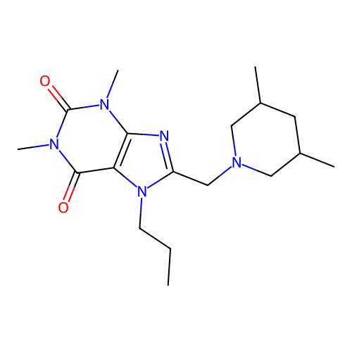 8-[(3,5-dimethylpiperidin-1-yl)methyl]-1,3-dimethyl-7-propyl-3,7-dihydro-1H-purine-2,6-dione structure