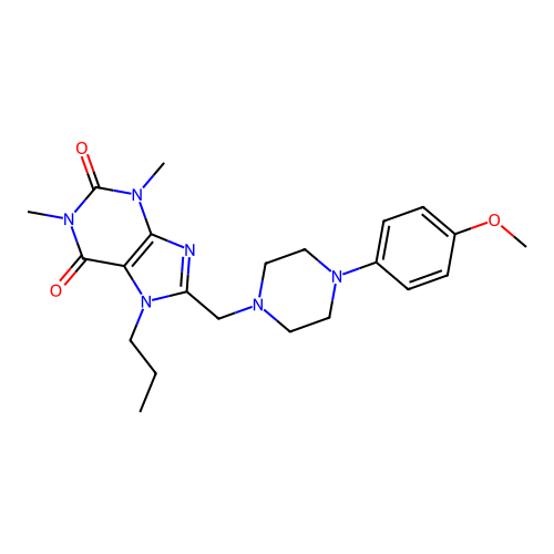 8-[[4-(4-methoxyphenyl)piperazin-1-yl]methyl]-1,3-dimethyl-7-propylpurine-2,6-dione structure