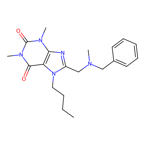 8-[[Benzyl(methyl)amino]methyl]-7-butyl-1,3-dimethylpurine-2,6-dione structure