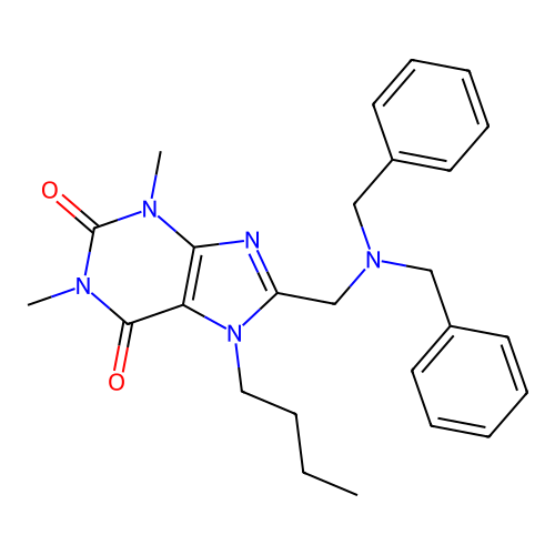 7-butyl-8-[(dibenzylamino)methyl]-1,3-dimethyl-3,7-dihydro-1H-purine-2,6-dione structure