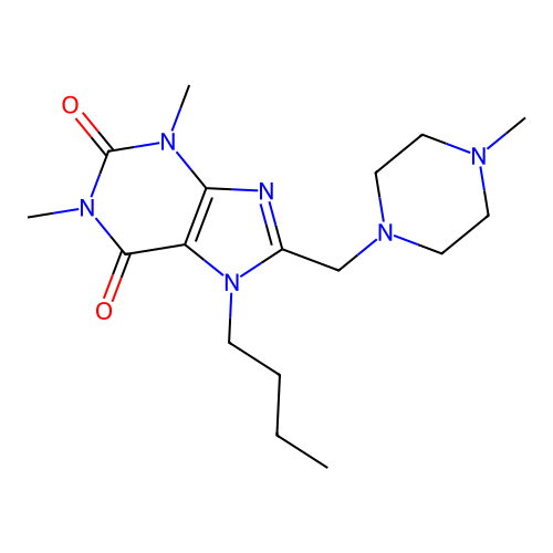 7-Butyl-1,3-dimethyl-8-[(4-methylpiperazin-1-yl)methyl]purine-2,6-dione structure