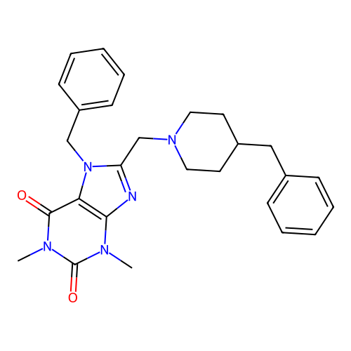 7-Benzyl-8-[(4-benzylpiperidin-1-yl)methyl]-1,3-dimethylpurine-2,6-dione structure