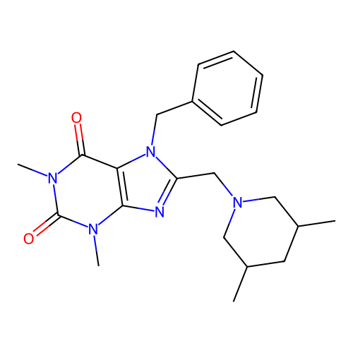 7-Benzyl-8-[(3,5-dimethylpiperidin-1-yl)methyl]-1,3-dimethylpurine-2,6-dione structure