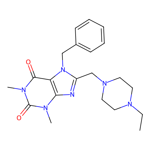 7-benzyl-8-[(4-ethylpiperazin-1-yl)methyl]-1,3-dimethyl-3,7-dihydro-1H-purine-2,6-dione structure