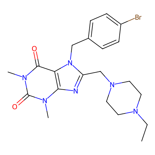 7-(4-bromobenzyl)-8-[(4-ethylpiperazin-1-yl)methyl]-1,3-dimethyl-3,7-dihydro-1H-purine-2,6-dione structure