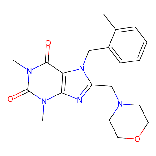 1,3-Dimethyl-7-[(2-methylphenyl)methyl]-8-(morpholin-4-ylmethyl)purine-2,6-dione structure