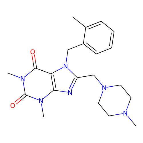 1,3-dimethyl-7-[(2-methylphenyl)methyl]-8-[(4-methylpiperazin-1-yl)methyl]purine-2,6-dione structure