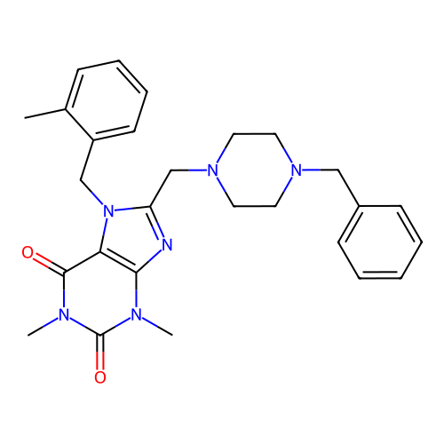 8-[(4-benzylpiperazin-1-yl)methyl]-1,3-dimethyl-7-[(2-methylphenyl)methyl]purine-2,6-dione structure
