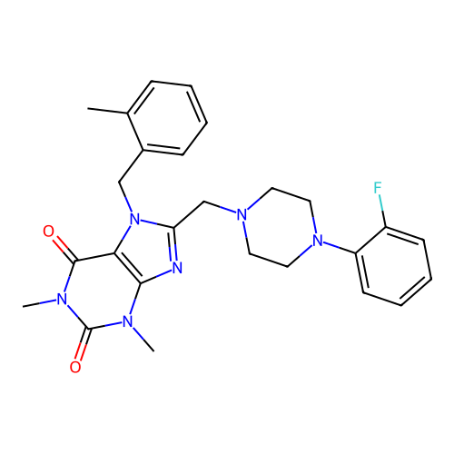 8-{[4-(2-fluorophenyl)piperazin-1-yl]methyl}-1,3-dimethyl-7-(2-methylbenzyl)-3,7-dihydro-1H-purine-2,6-dione structure