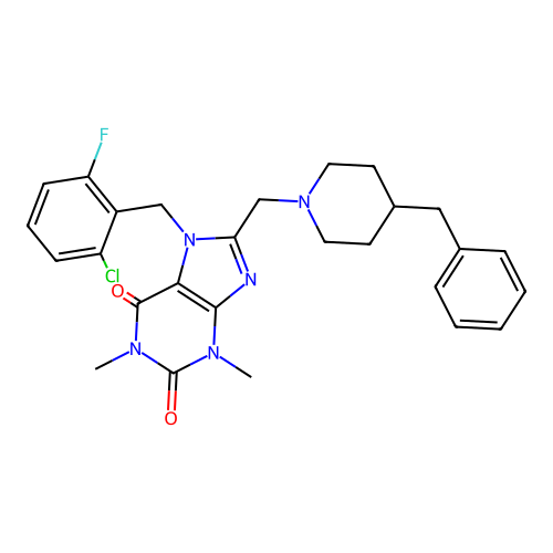 8-[(4-benzylpiperidin-1-yl)methyl]-7-[(2-chloro-6-fluorophenyl)methyl]-1,3-dimethyl-2,3,6,7-tetrahydro-1H-purine-2,6-dione structure