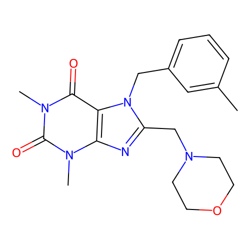 1,3-Dimethyl-7-[(3-methylphenyl)methyl]-8-(morpholin-4-ylmethyl)purine-2,6-dione structure